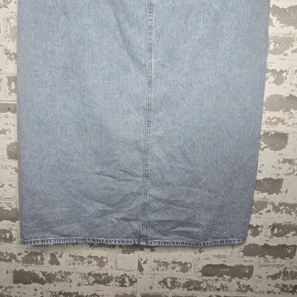 American Eagle Womens Low Rise Maxi Skirt Light Wash Denim Jean Zip Fly Size 12